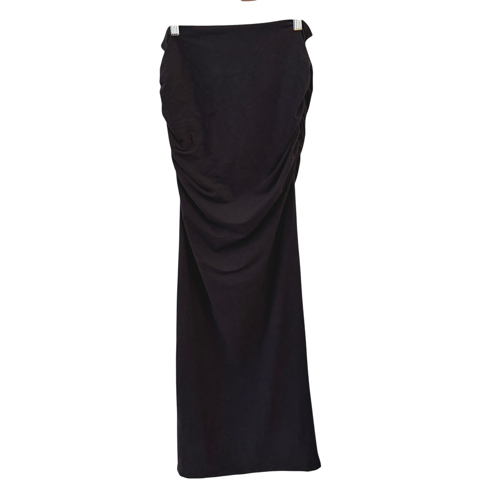Fabletics Luxe 360 Maxi Skirt Womens Medium Black NEW Ruched Ginger Ressler